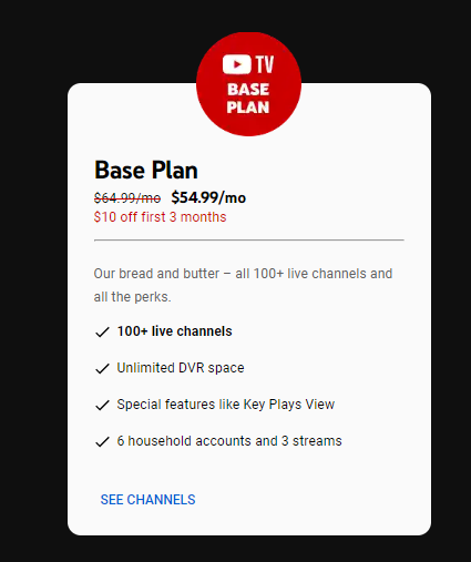 Youtube TV Basic Plan